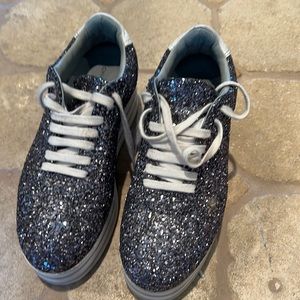 Chaira ferragni sparkly silver platform shoes